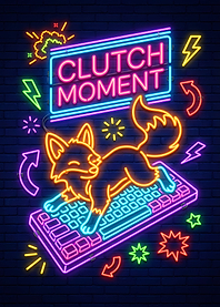 Neon Fox on Keyboard Clutch Moment