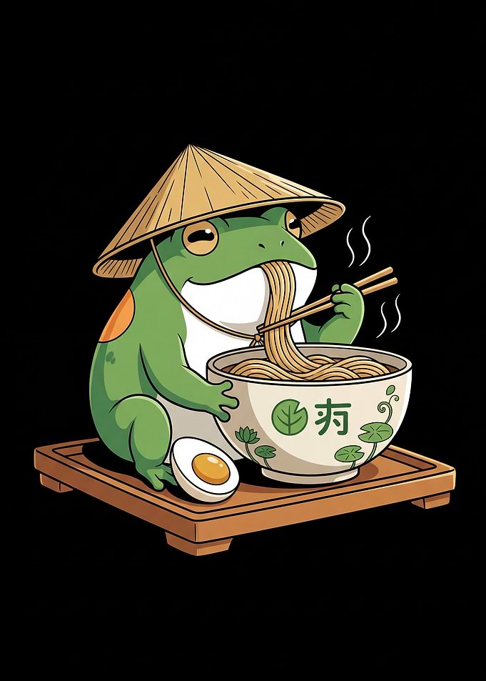 Cute Frog Eating Ramen