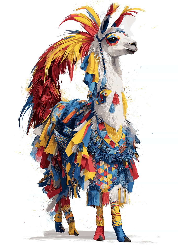 Llama in Colorful Traditional Attire