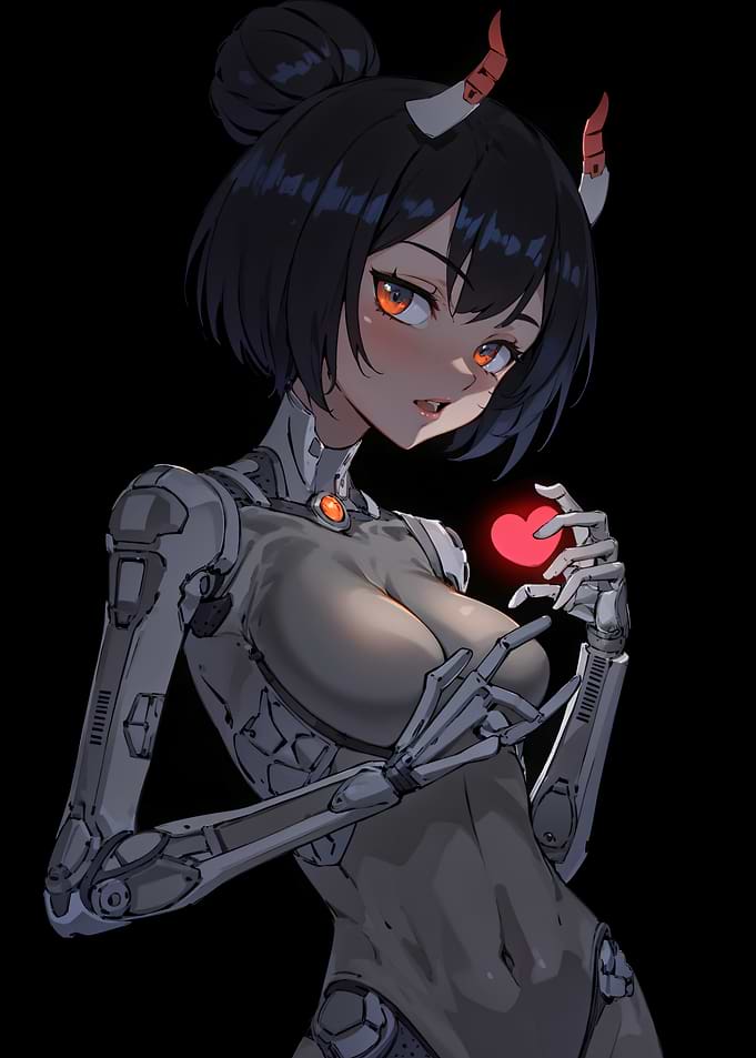 Cyberpunk Anime Girl with Heart