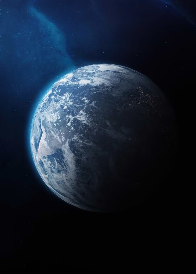 Earth from Space with Nebula
