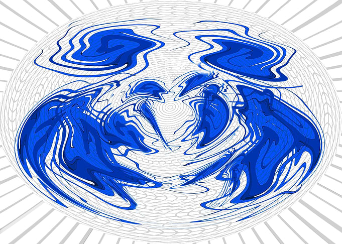 Abstract Blue Swirls on White Background 1ASQ