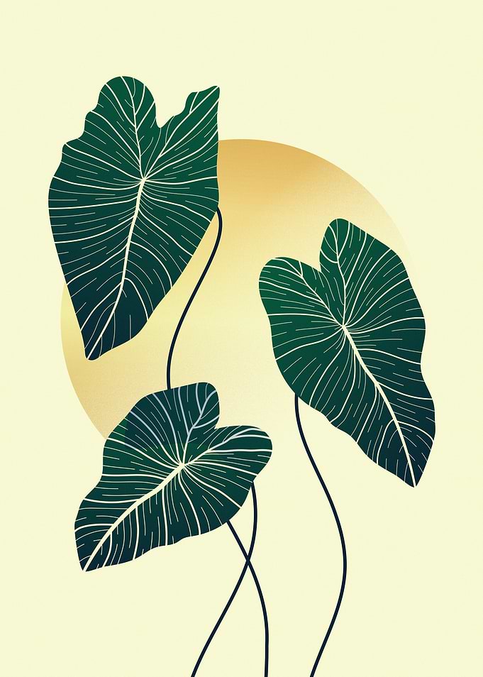 Tropical Leaves on Abstract Background