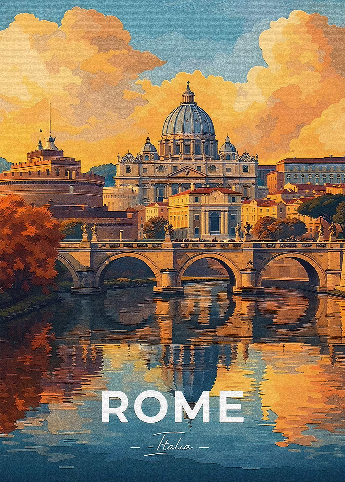 Rome cityscape with St. Peter's Basilica