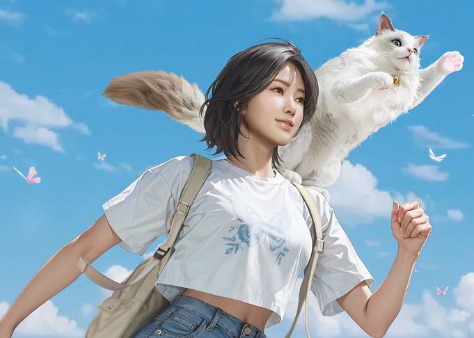 Girl and Cat in the Sky inzoi