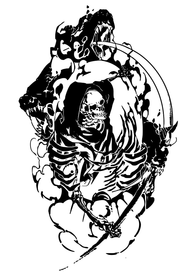 Grim Reaper with Wolf and Scythe