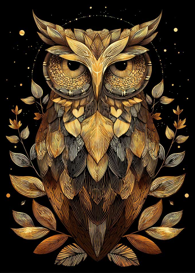 Golden Owl Illustration