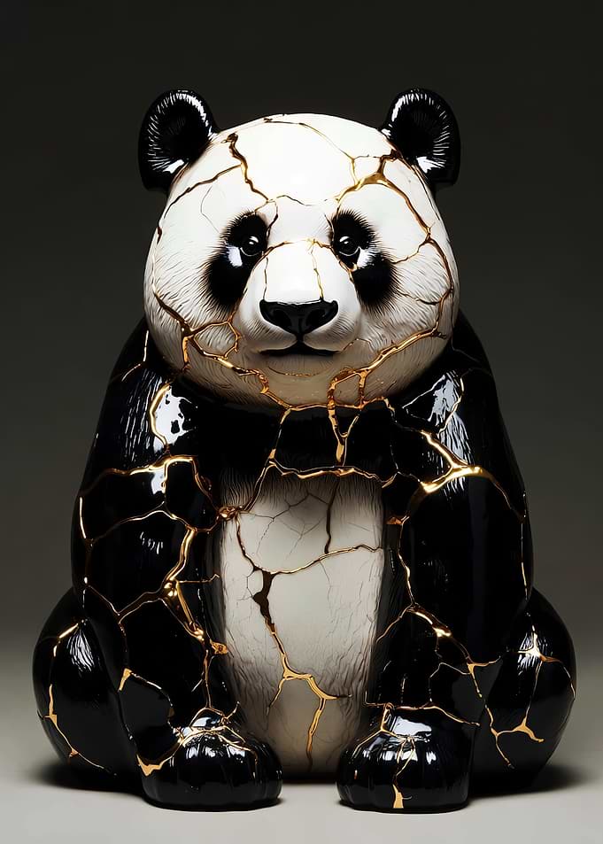 Kintsugi Panda Figurine