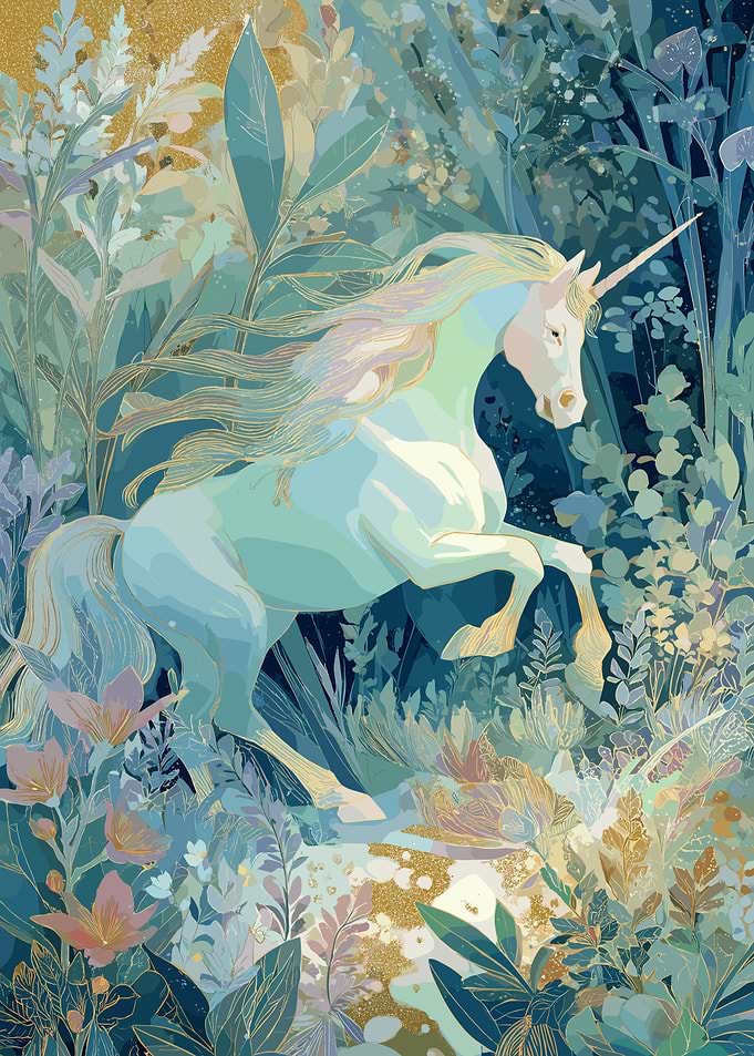 Unicorn in a Magical Forest