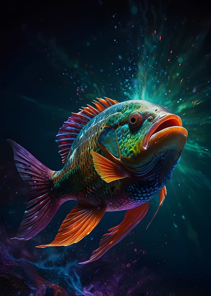 Vibrant Cosmic Fish