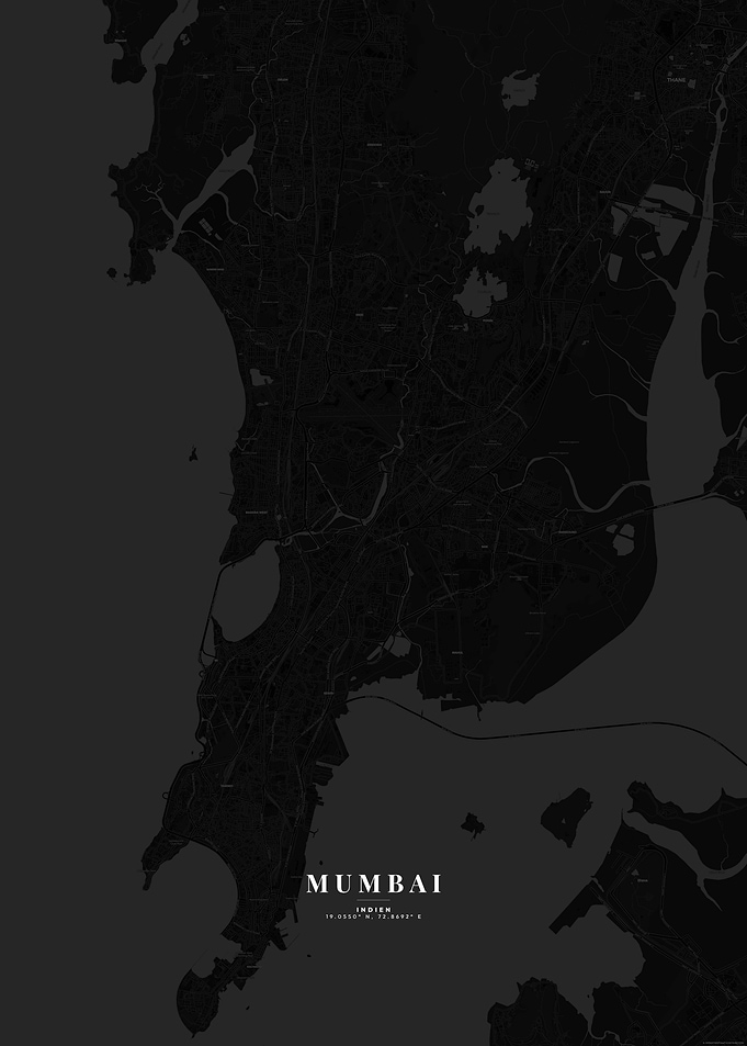 Mumbai - City Map (Dark Themed)