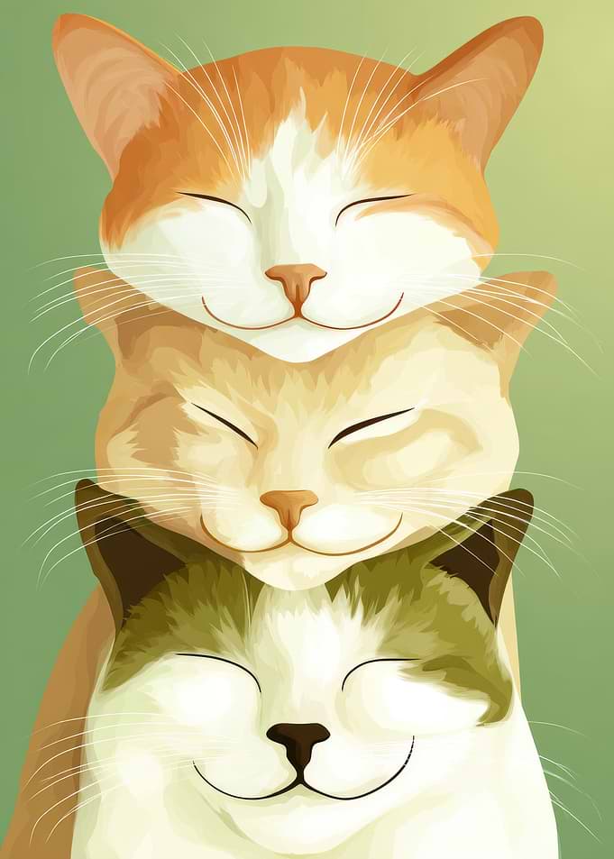 Stack of Smiling Cats