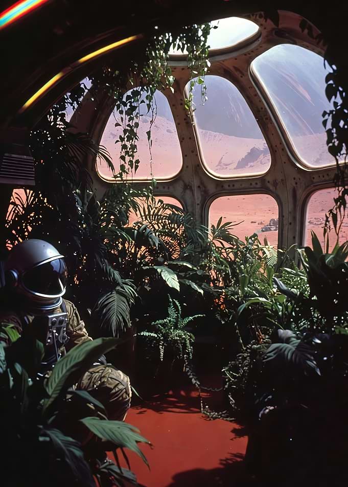 Astronaut in Martian biodome