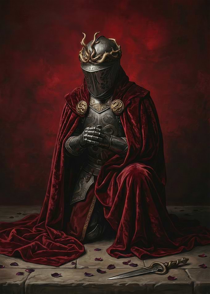 Knight in Armor with Red Cape