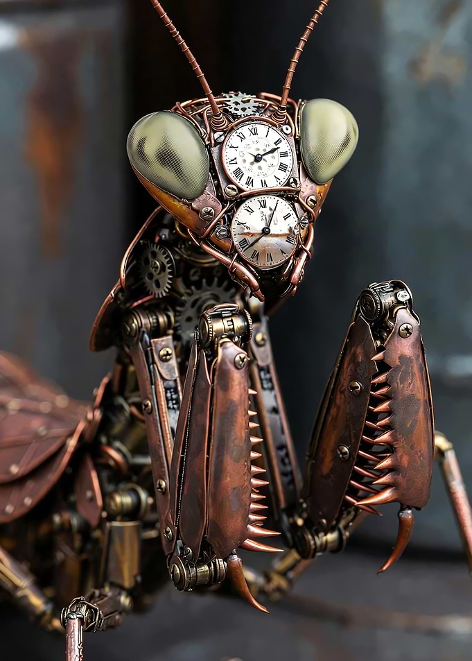 Steampunk Praying Mantis Sculpture