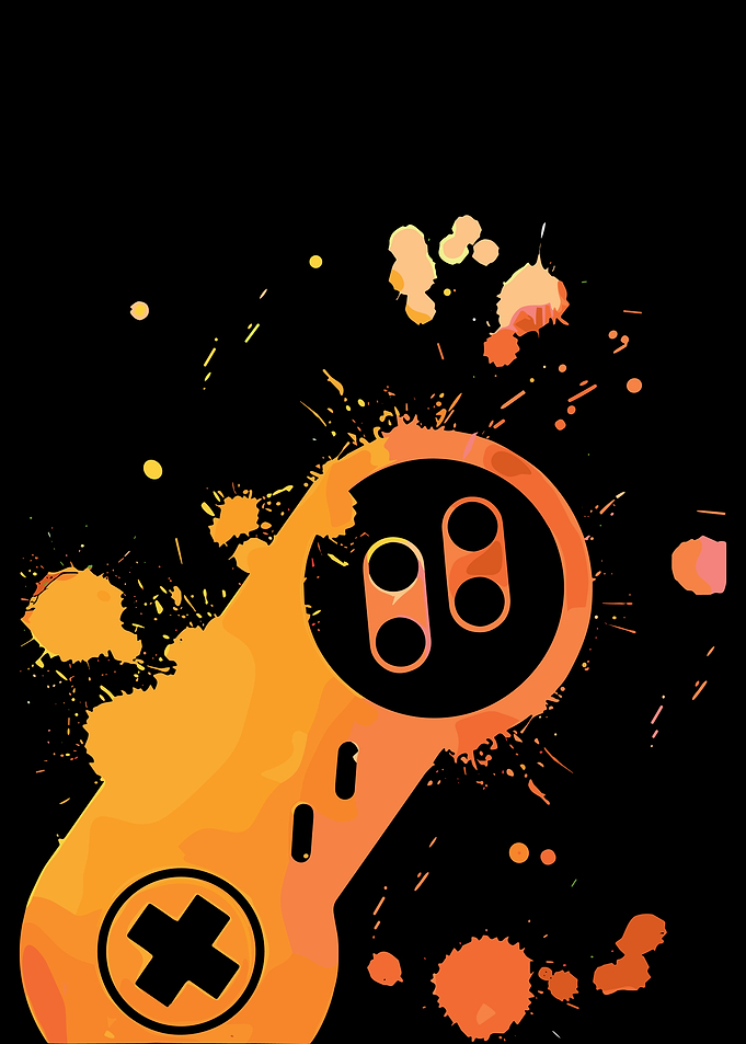 Gaming Controller with Orange Splatter