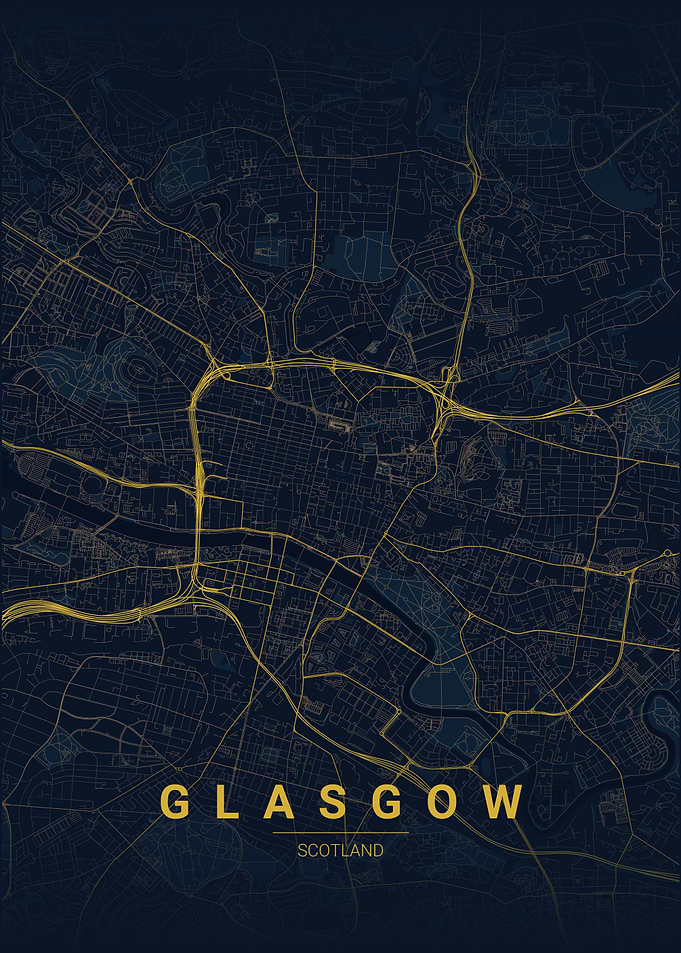 Glasgow Scotland Map Art