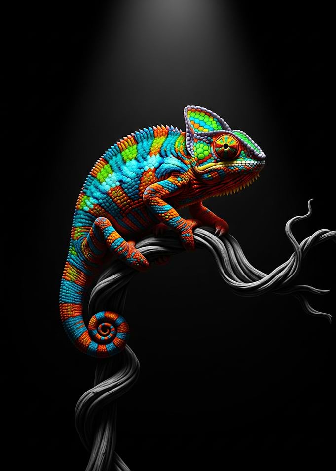 Vibrant Chameleon on a Branch