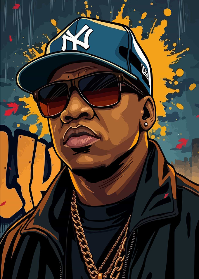 Jay-Z Portrait with NY Yankees Cap