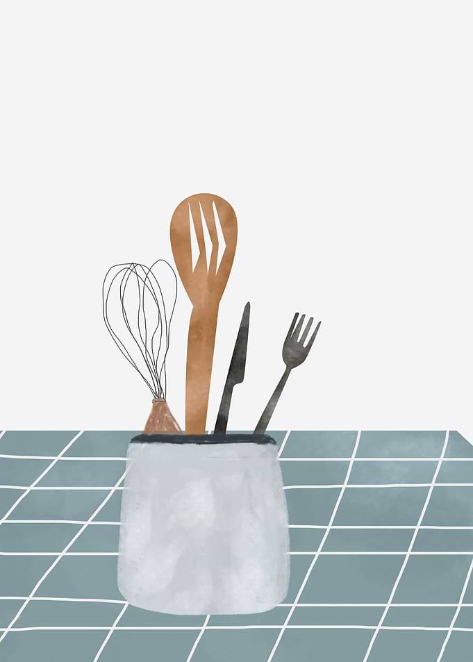 Kitchen Utensils in a Holder