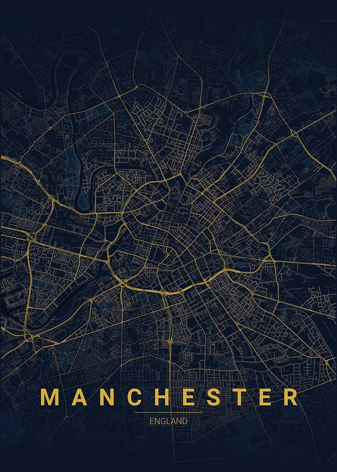 Manchester England Map Art