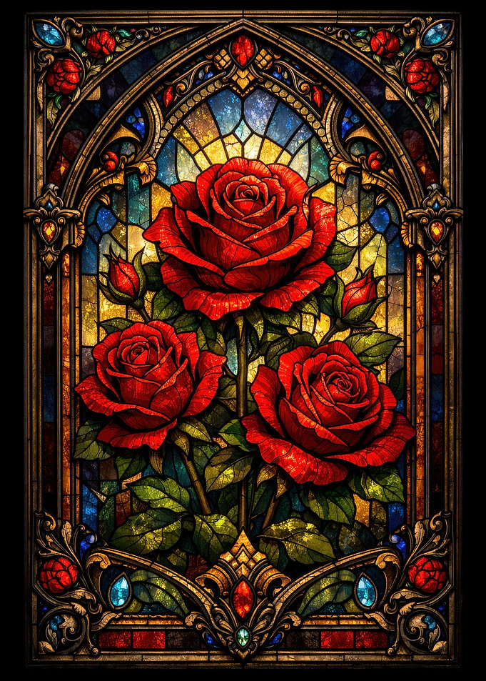 Stained Glass Red Roses