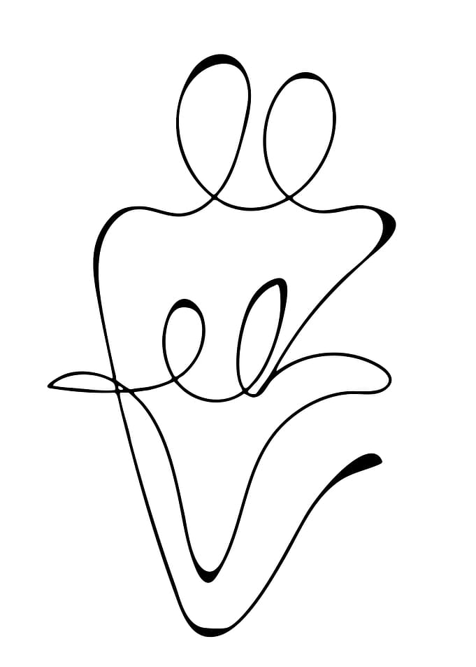 Abstract couple embracing line art