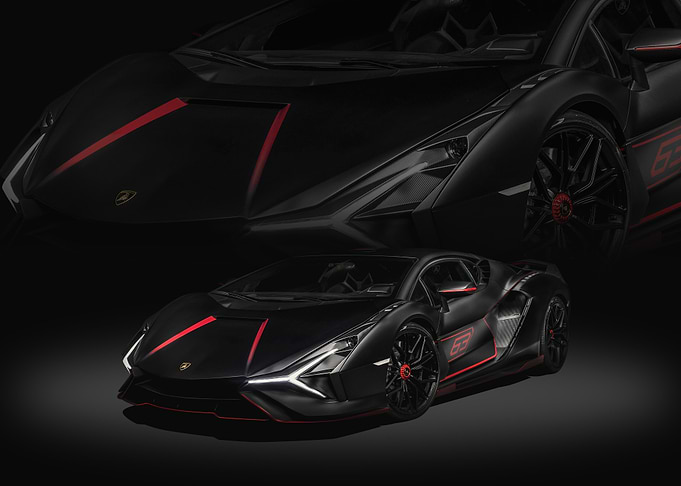 Black Lamborghini with Red Accents