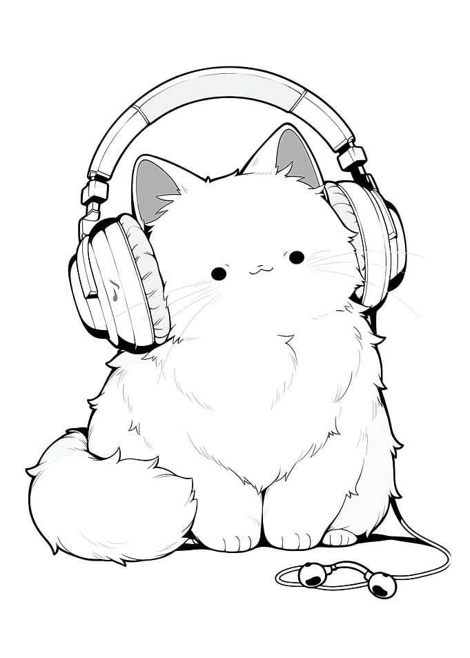 Cute Cat Wearing Headphones