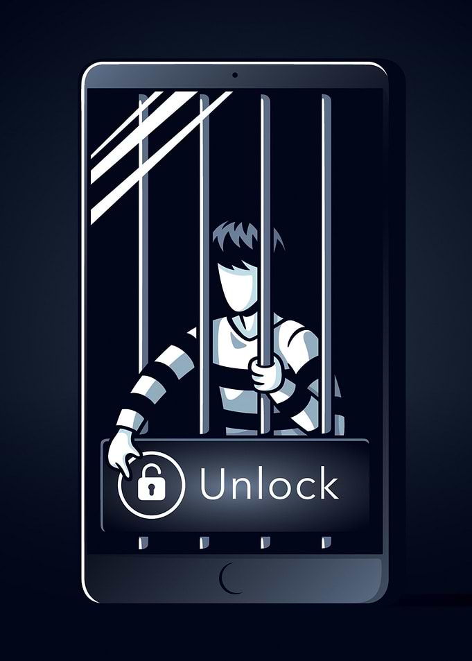 Prisoner Unlocking a Smartphone