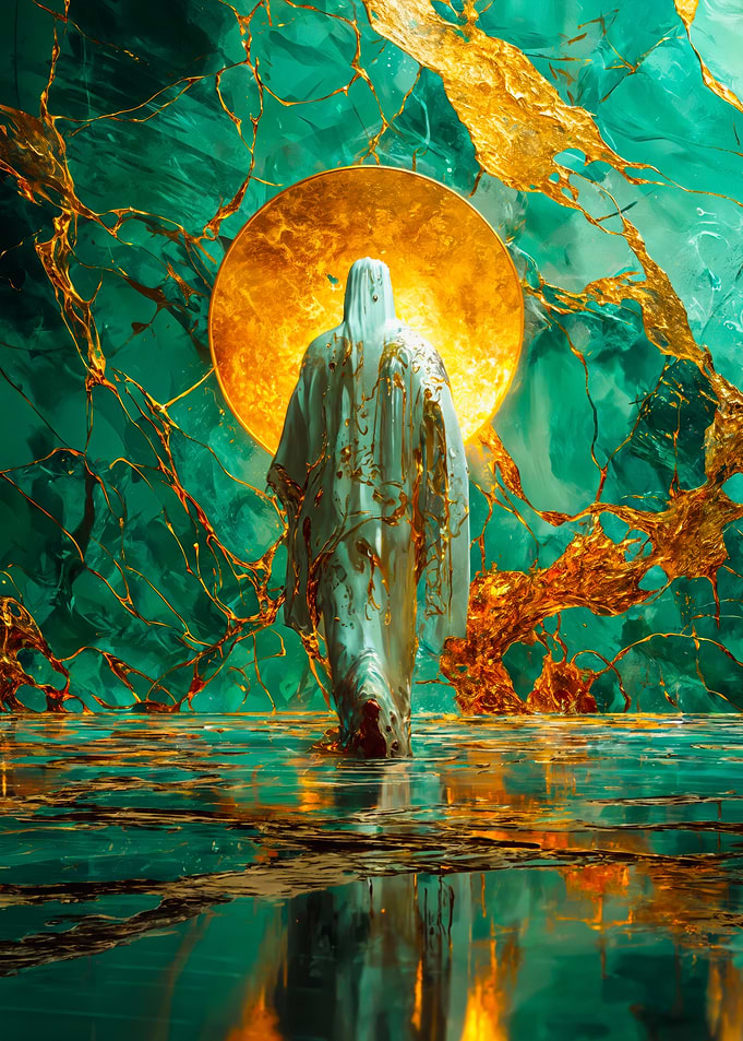 Golden Sun Veiled Figure Jesus