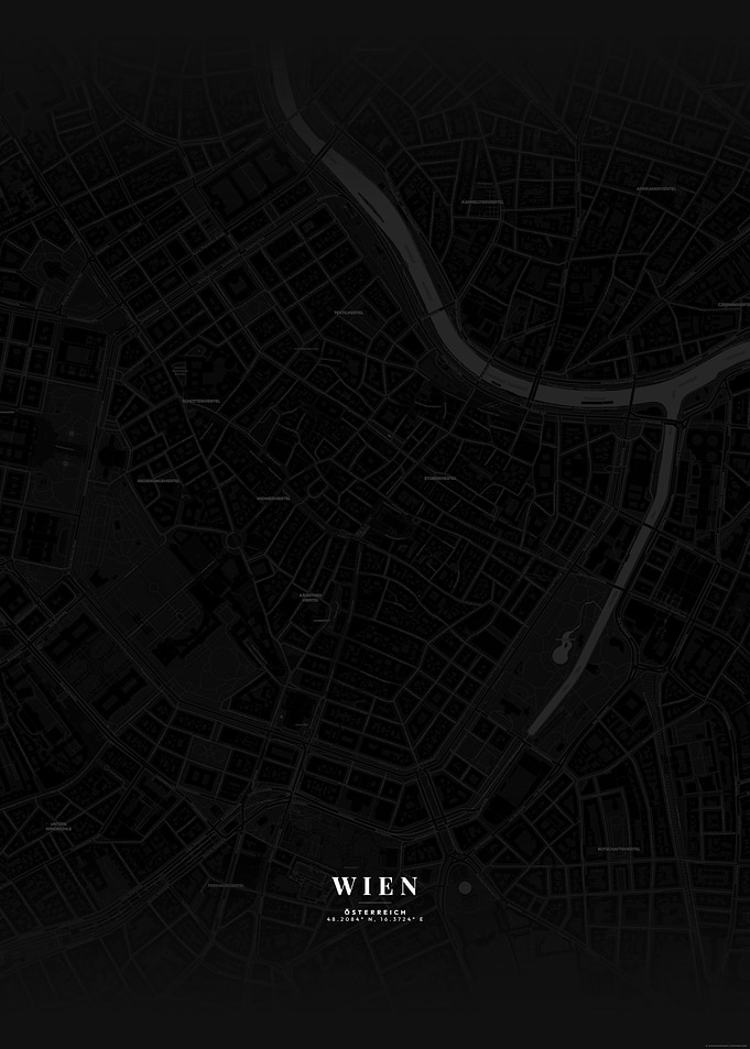 Vienna - City Map (Dark Themed)