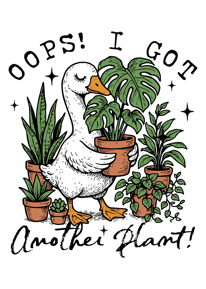 Oops I Got Another Plant Poster, Cute Duck Plant Lover Wall Art Print