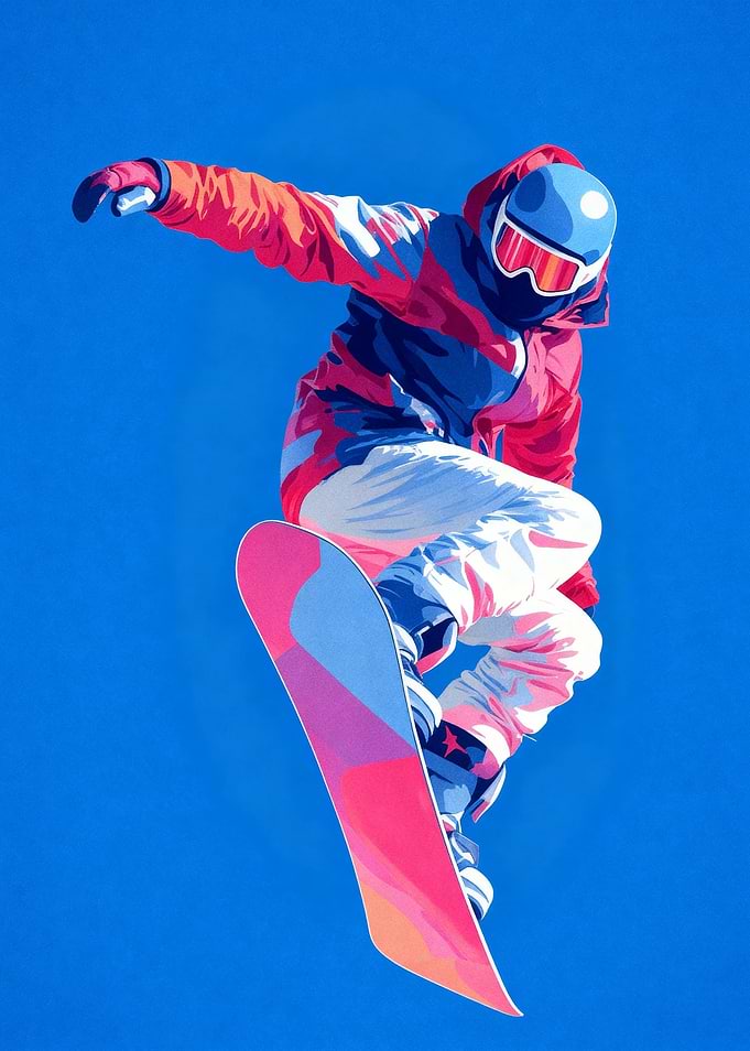 Snowboarder mid-air jump