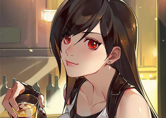 Tifa Lockhart with a Drink