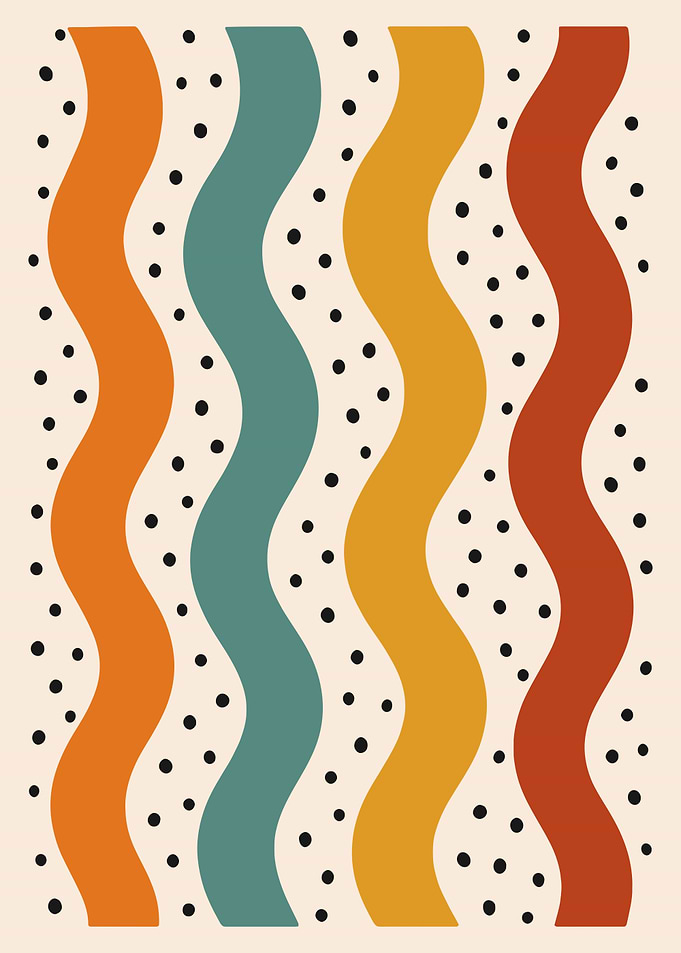 Abstract Wavy Lines with Dots