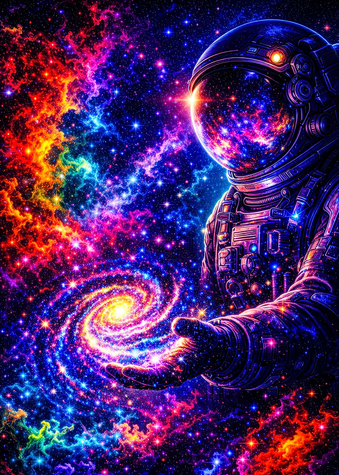 Astronaut Holding a Galaxy