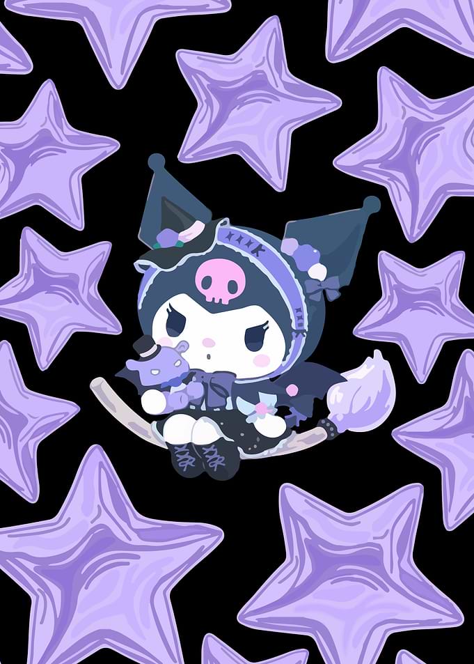 Kuromi with Teddy Bear and Stars