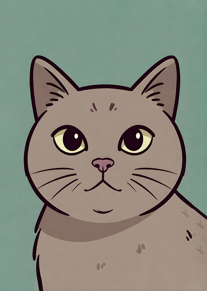 Cute Cartoon Cat Portrait