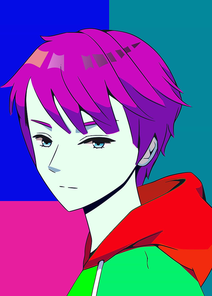 Boys With Hoodie Anime Colorful Style Art