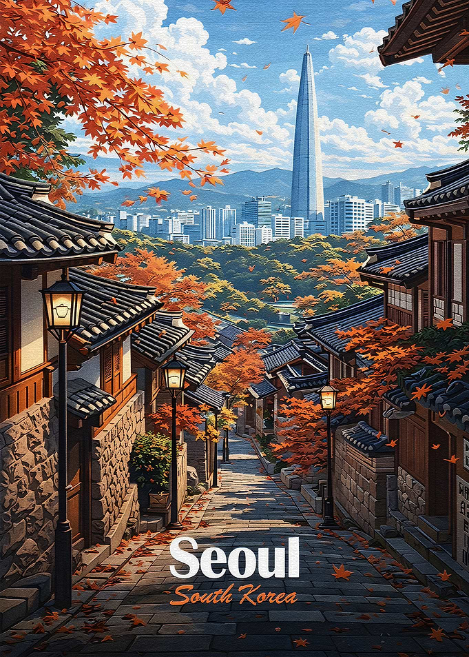 Seoul Autumn Street Scene