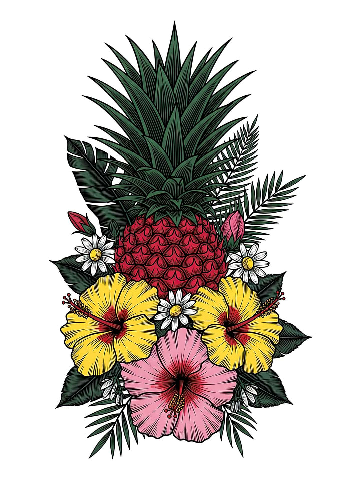 Tropical Floral Arrangement with Pineapple