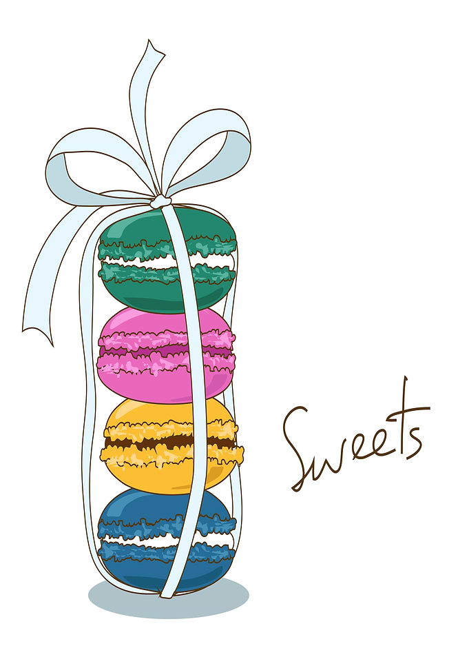 Colorful Macarons Tied With A Ribbon