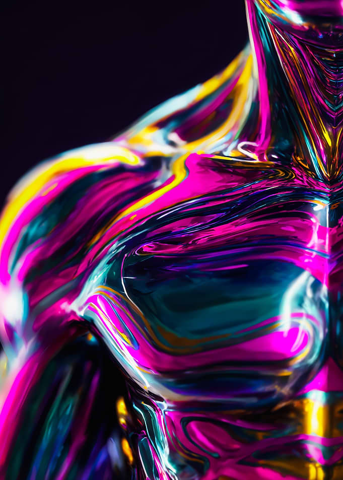 Iridescent Liquid Chrome Muscle
