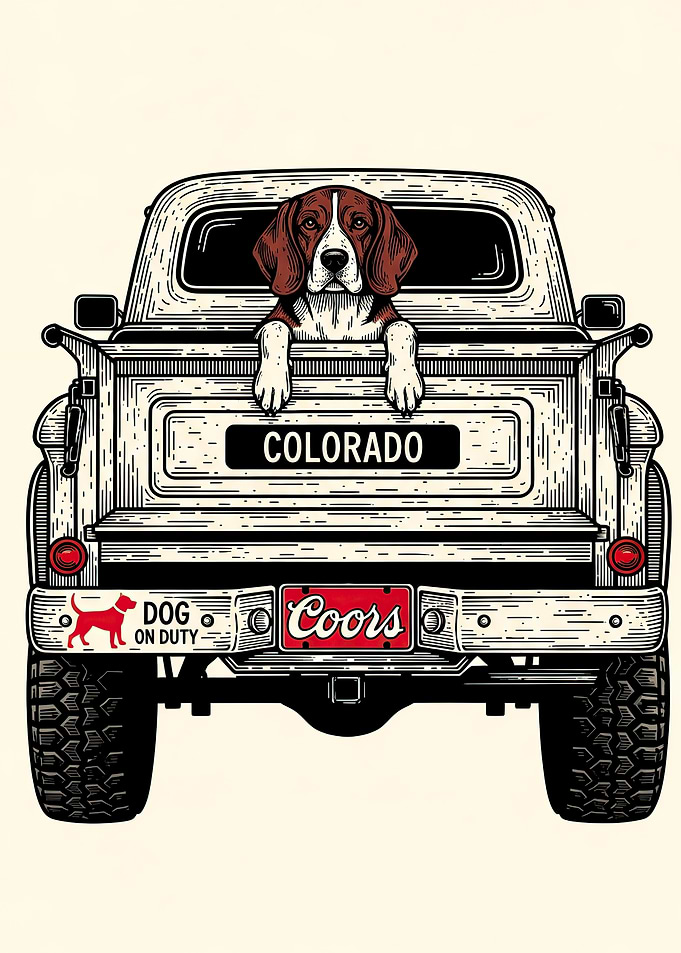 Dog in a Vintage Truck