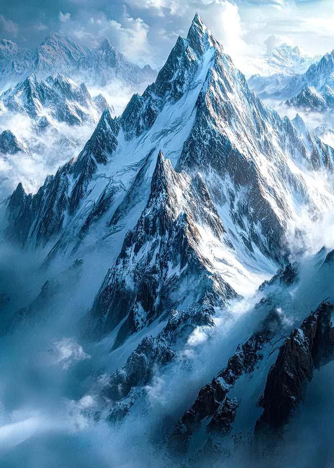 Majestic Snowy Mountain Peaks