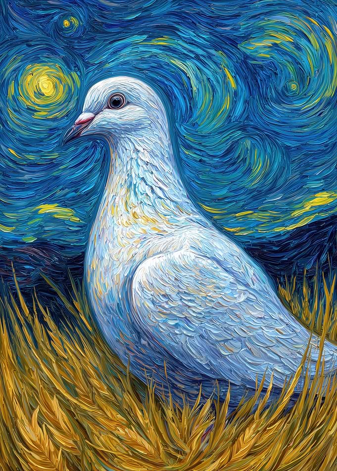 Dove in Starry Night Style