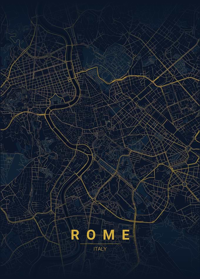 Rome Italy Map Art