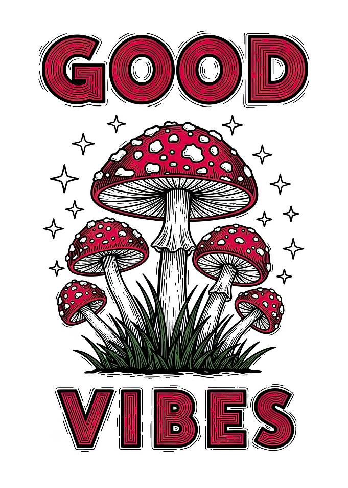 Good Vibes Mushroom Art
