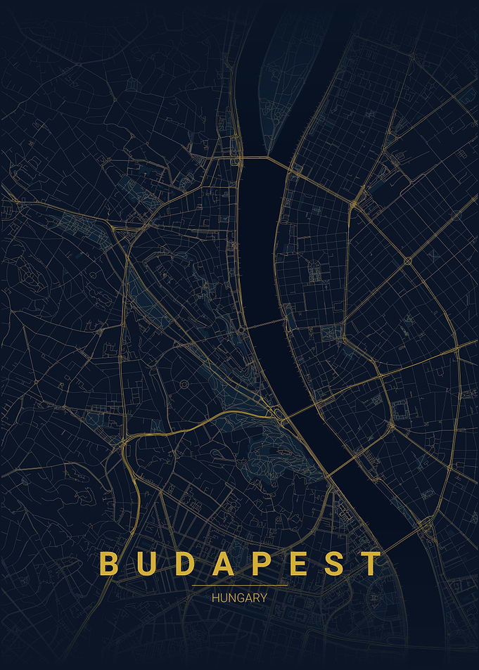 Budapest Hungary Map Art